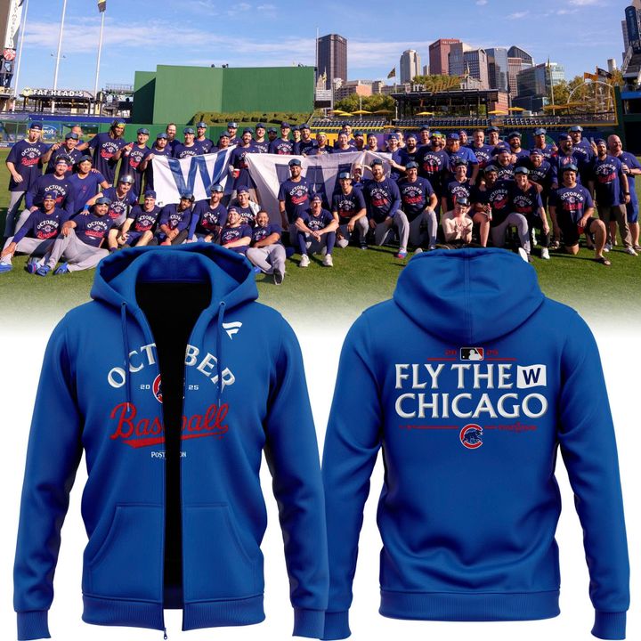 Special October Baseball Post Season 2025 Chicago Cubs Zip Hoodie