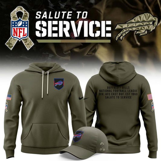 Buffalo Bills Olive 2025 Salute to Service Sideline Standard Issue Hoodie