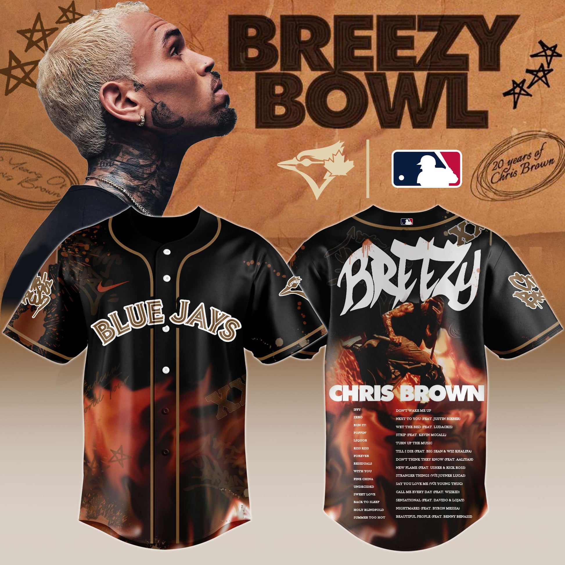T B Jays x Chris Brown "Breezy Bowl XX Stadium World Tour" 2025 Jersey Editions Limited + Selling Out Fast