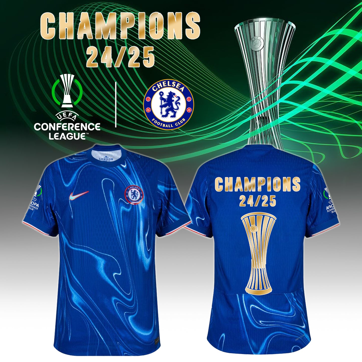 Chelsea FC 2025 Europe UEFA Conference League Champions Soccer Jersey