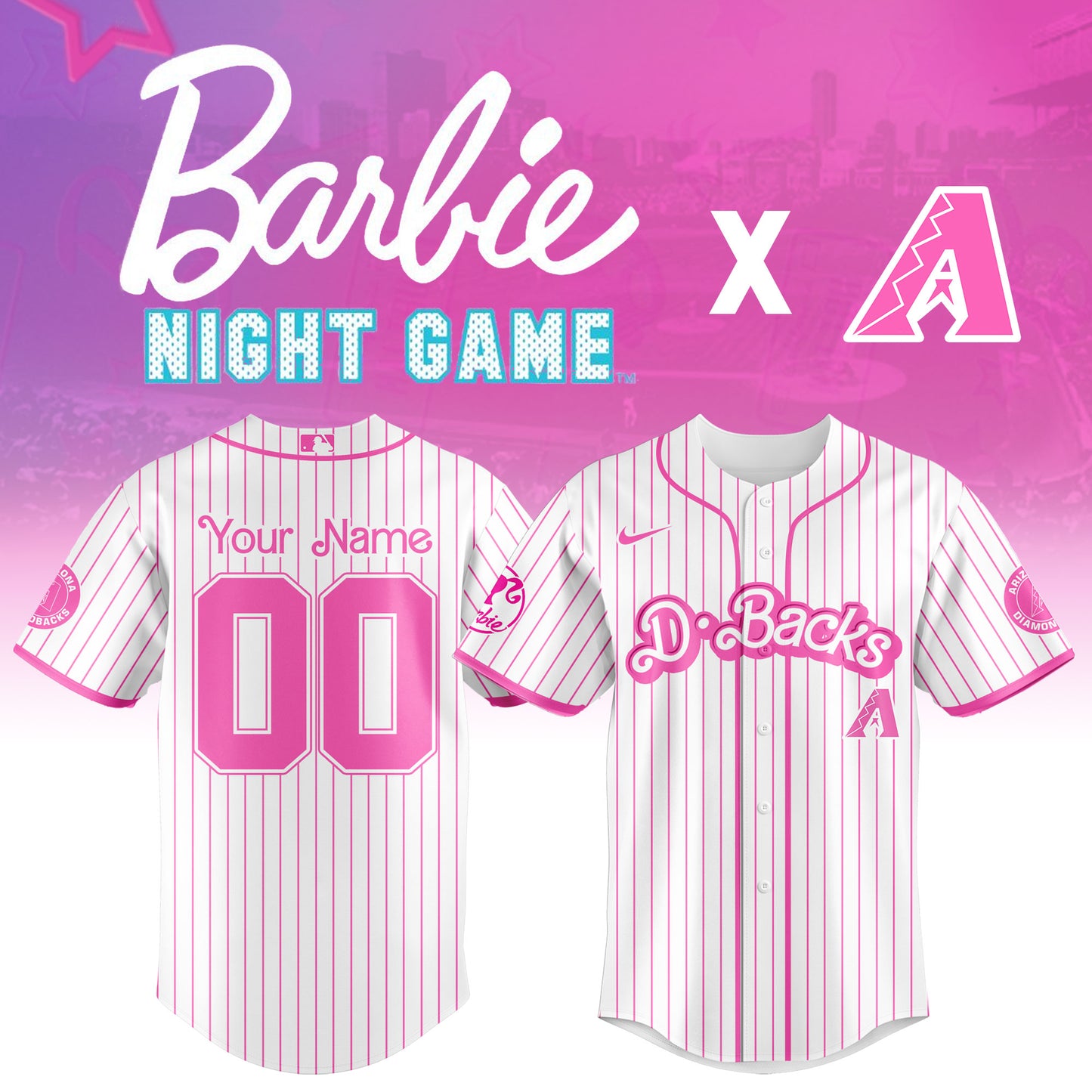 .    Arizona  Diamondbacks MLB x Barbie Night Game Limited Edition Jersey 2025 v2