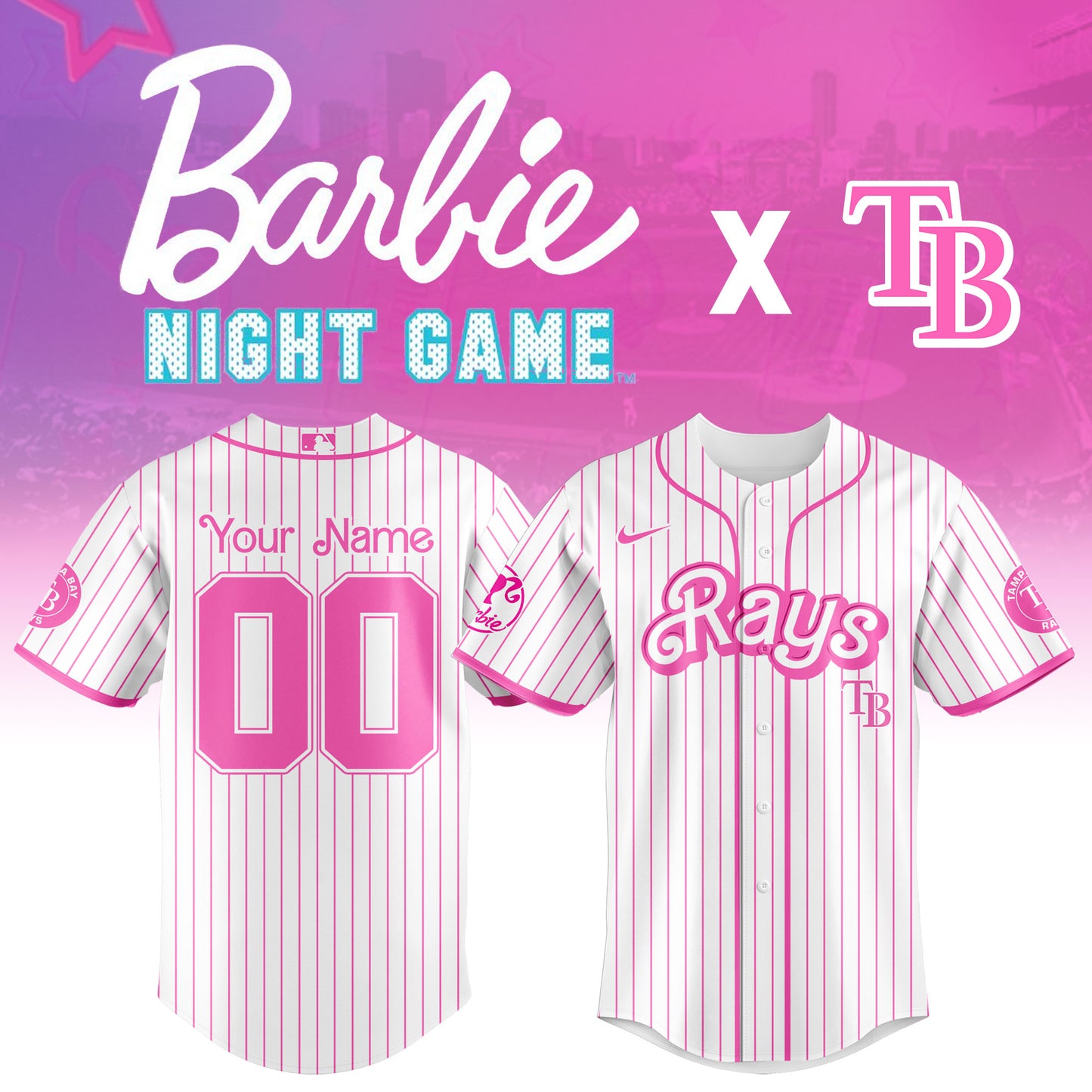 . Tampa Bay Rays MLB x Barbie Night Game Limited Edition Jersey 2025 v2