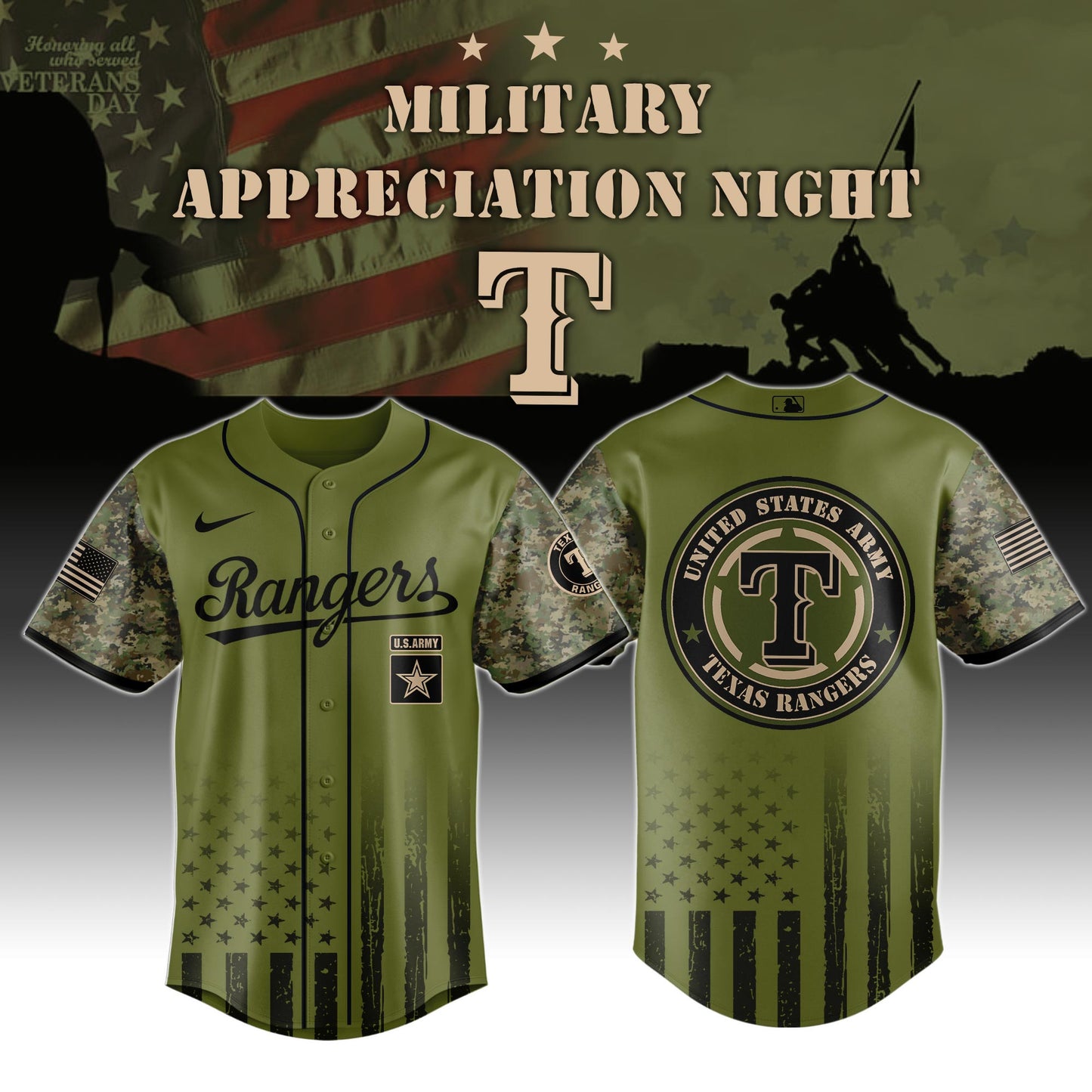 _Texas Rangers MLB x Army Military Appreciation Night Jersey Editions Limited 2025