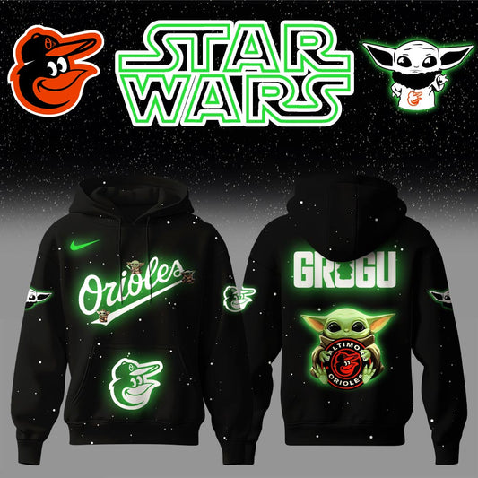 .Baltimore Orioles x Stars Wars Baby Yoda Game Night Hoodie Editions Limited