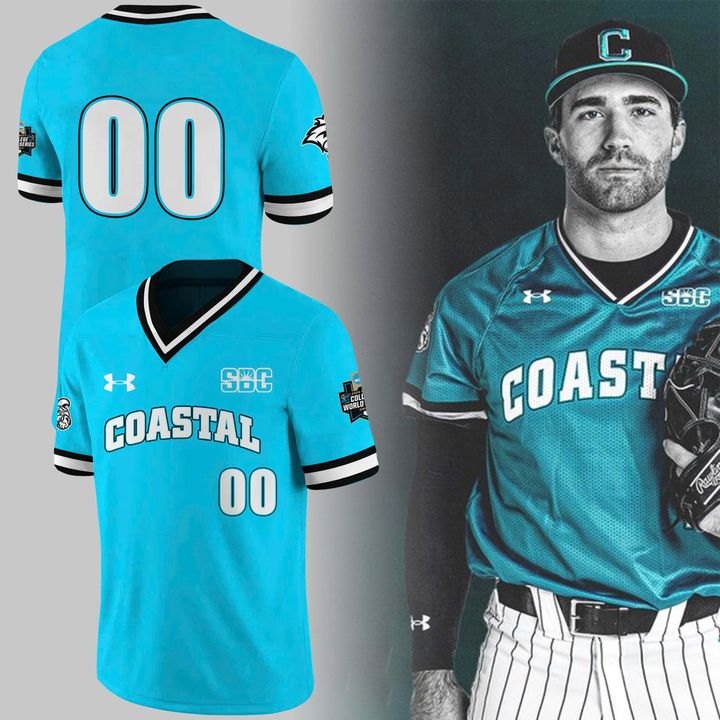 CCU Coastal Chanticleers Baseball Custom Number Teal Jersey