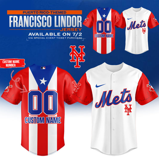 _,,New York Mets _ Puerto Rico Themed Francisco Lindor Jersey 2025 (Custom Name&Number)