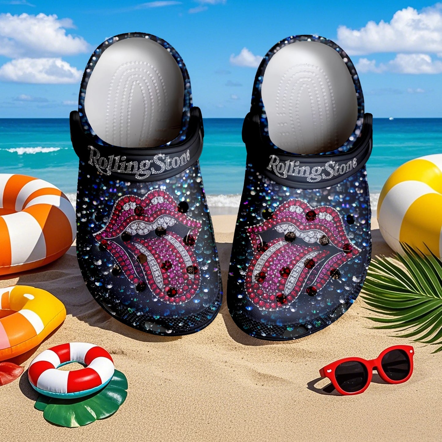 The Rolling Stones Crocs Crocband Clogs Shoes Comfortable For Men Women