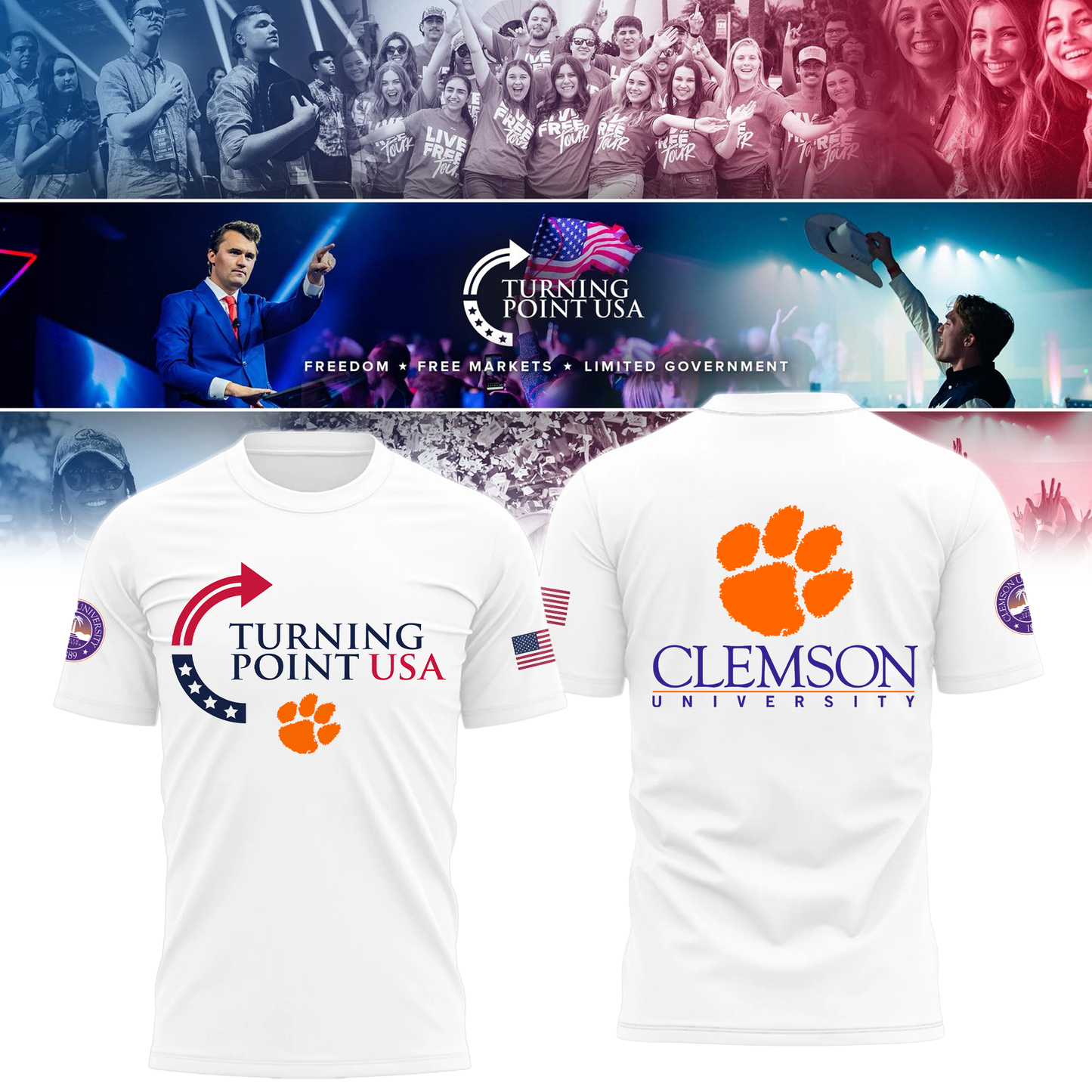 Clemson University x Turning Point USA TShirt
