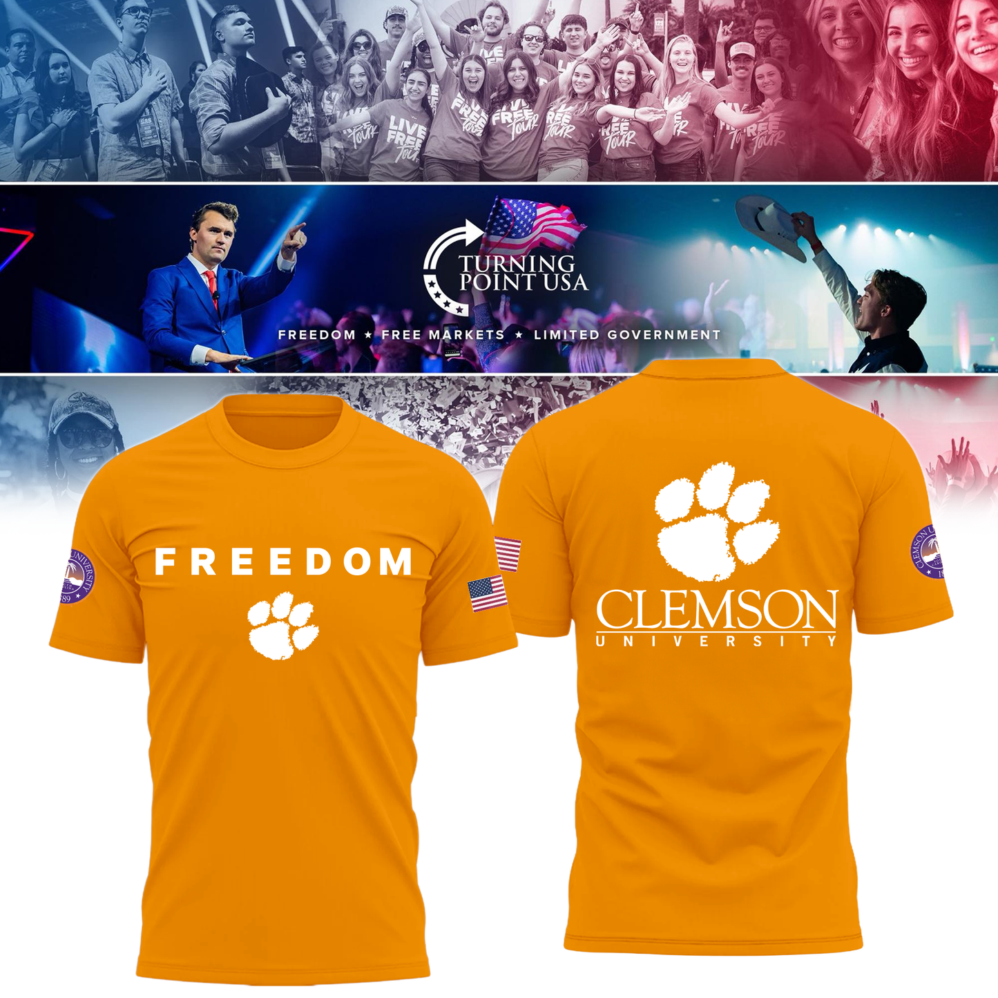 Clemson University x Turning Point USA TShirt
