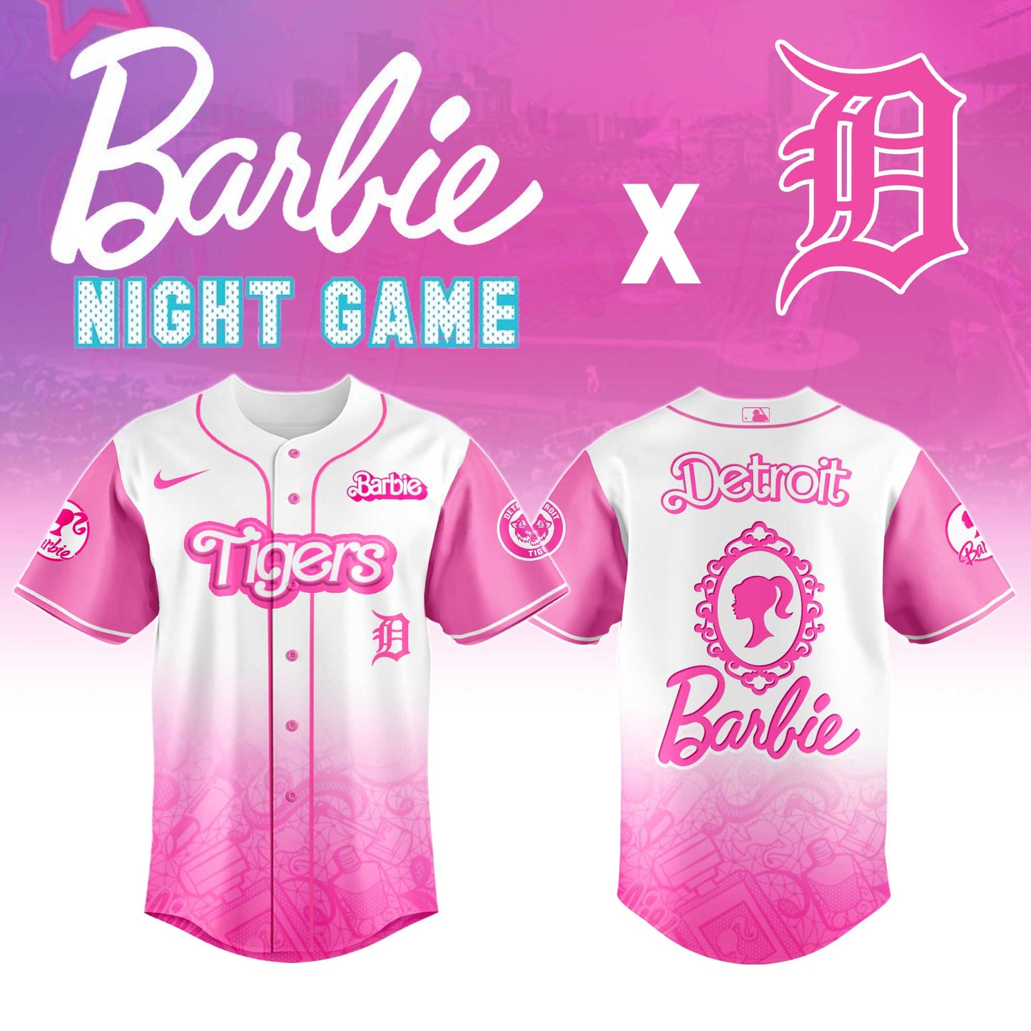 . Detroit Tigers MLB x Barbie Night Game Limited Edition Jersey 2025