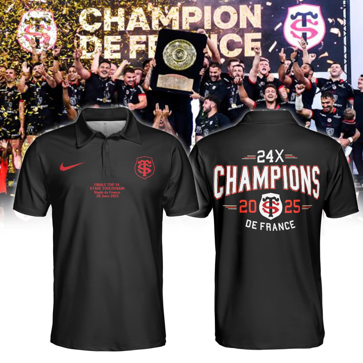 Stade Toulousain Champions 2025 Back To Back To Back Polo