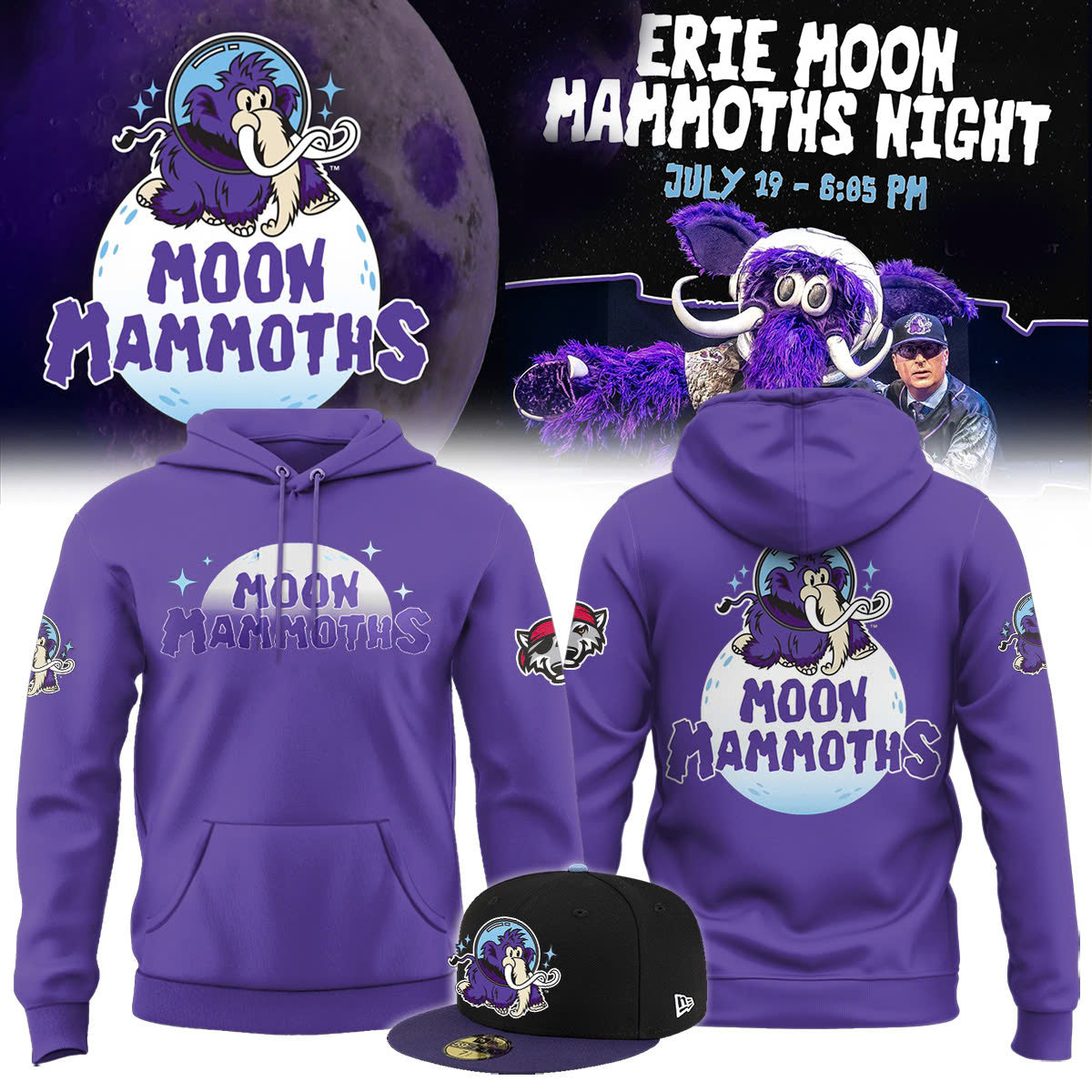 Erie SeaWolves BR Moon Mammoths Primary Hoodie 2025