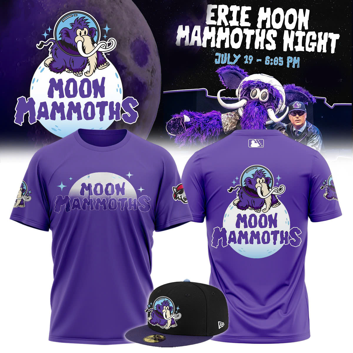 ,Erie SeaWolves BR Moon Mammoths Primary Tee
