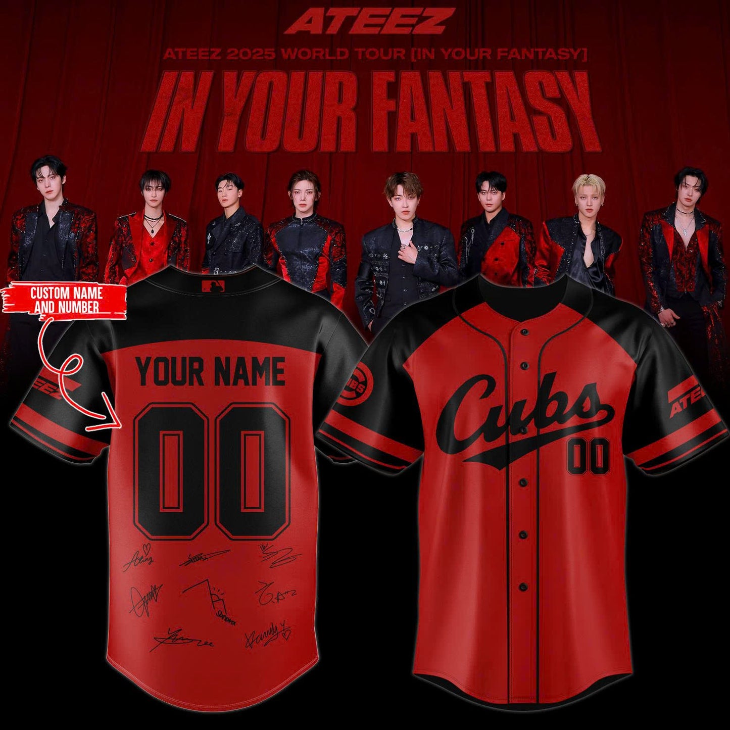 Chicago Cubs x ATEEZ 2025 World Tour Jersey (Custom Name&Number)