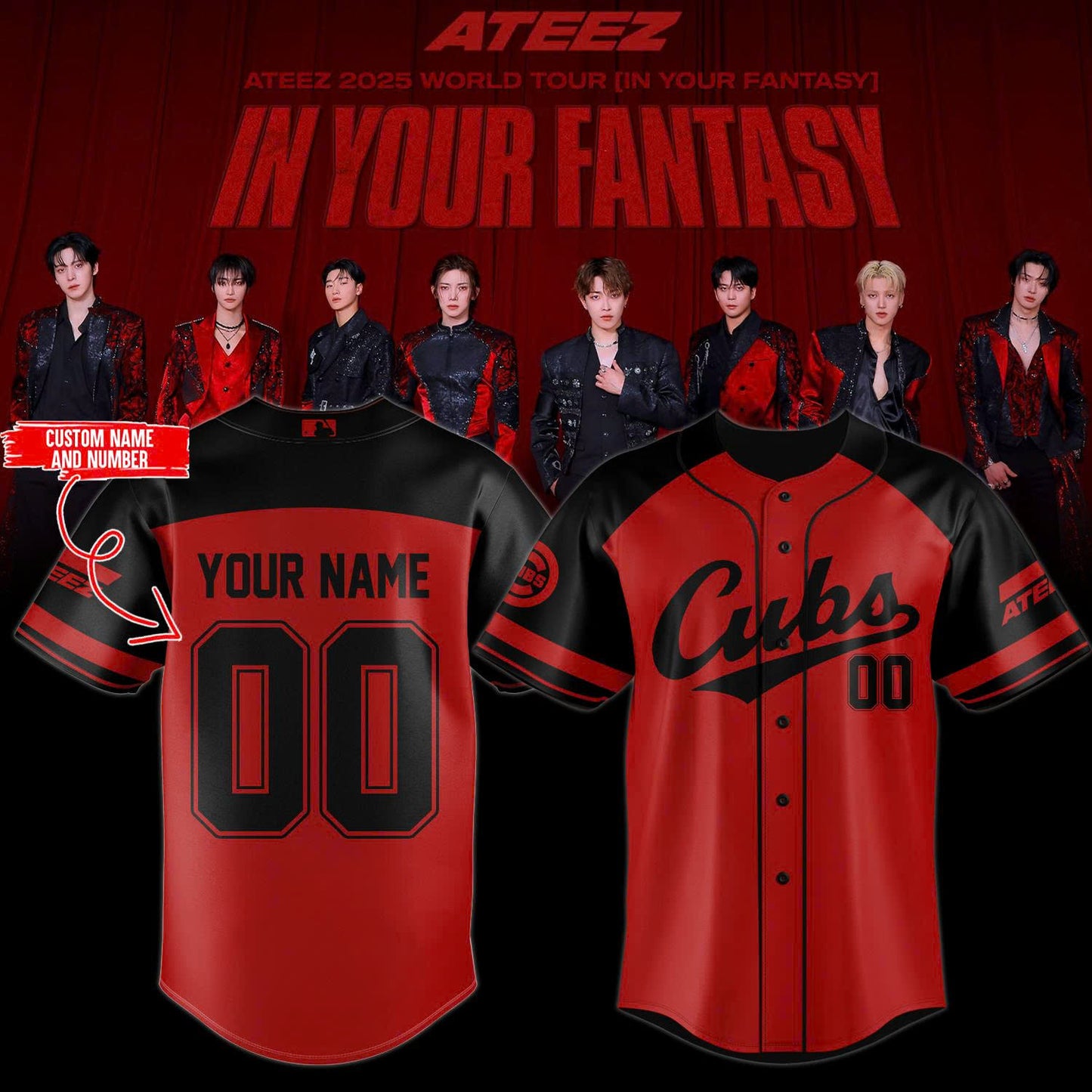 Chicago Cubs x ATEEZ 2025 World Tour Jersey (Custom Name&Number)