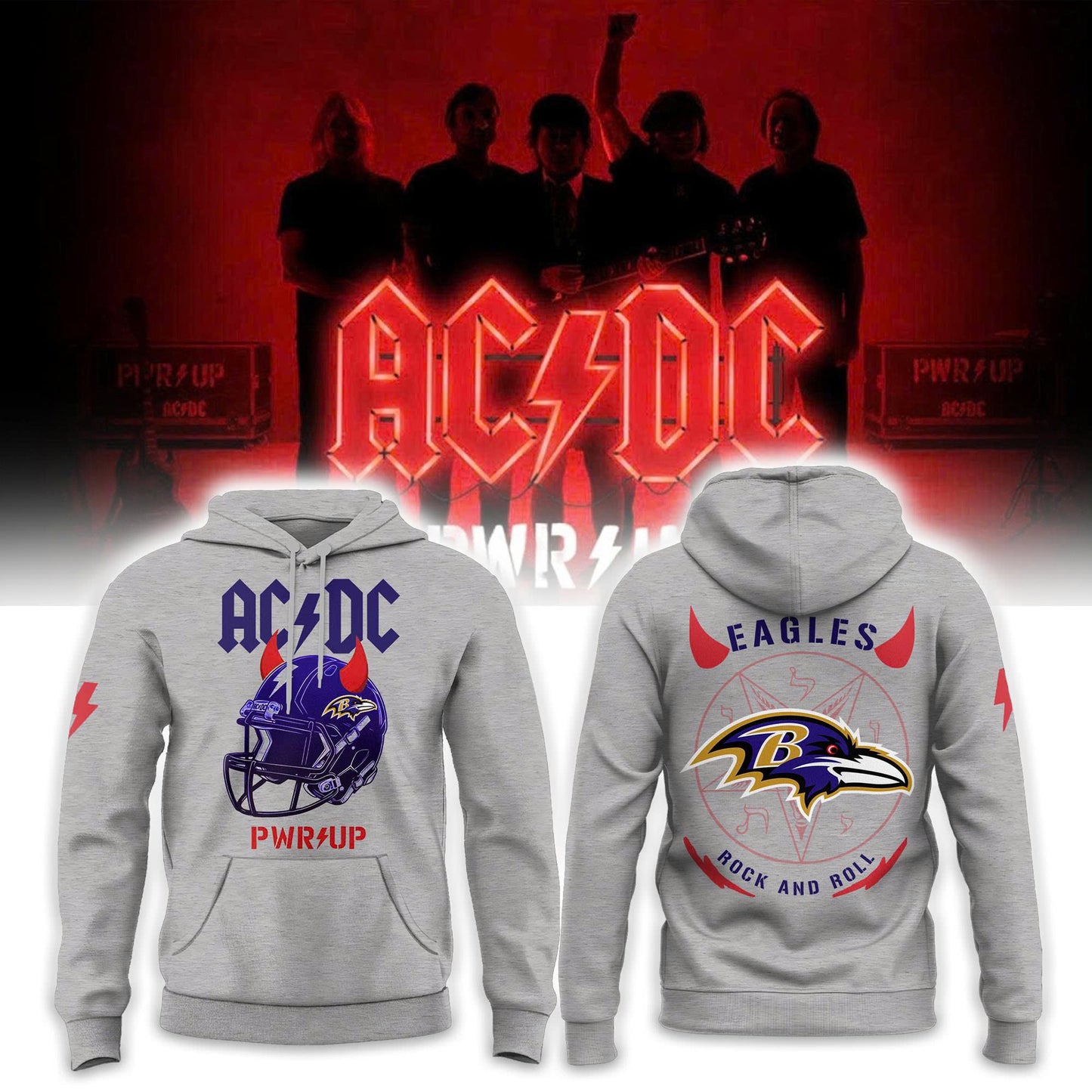 Baltimore Ravens Football Helmet PWR UP US Tour 2025 Hoodie