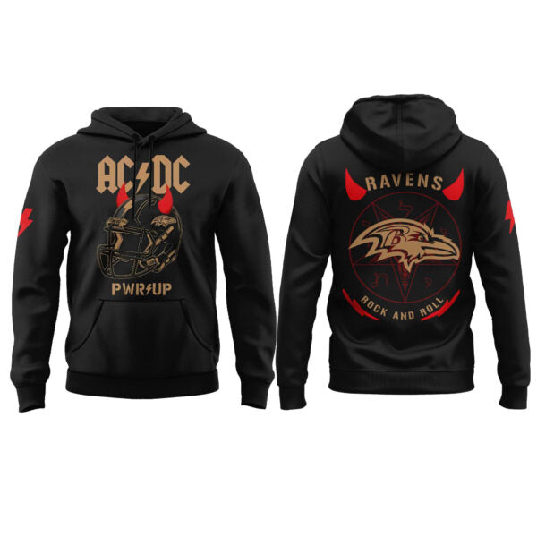 Baltimore Ravens Football Helmet PWR UP US Tour 2025 Hoodie v2