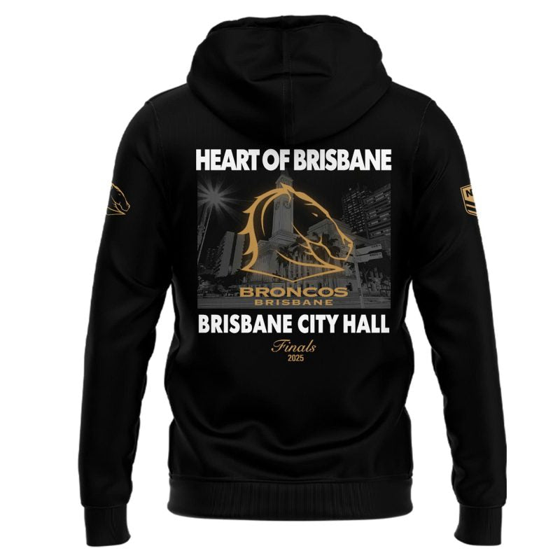 Brisbane Broncos NEVER BACK DOWN City Hall Finals 2025 Limited Edition Hoodie