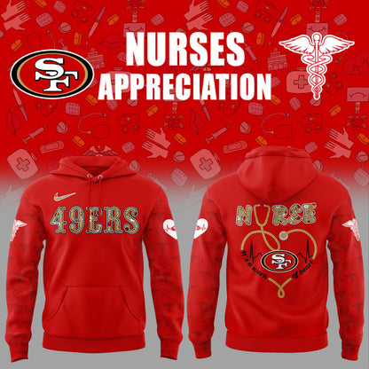 San Francisco 49ers Nurses Appreciation 2025 Red Combo Hoodie