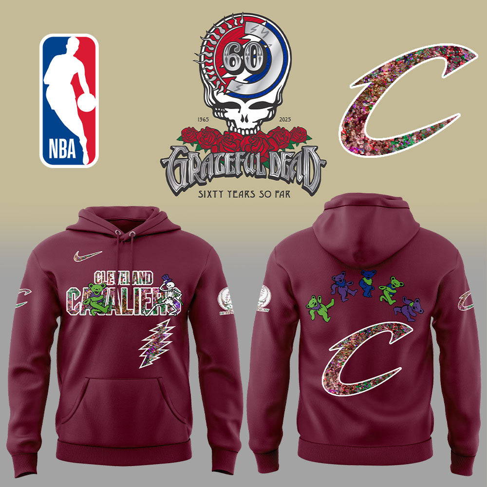 Cleveland Cavaliers Grateful Dead 60th Anniversary Red Hoodie | JX18