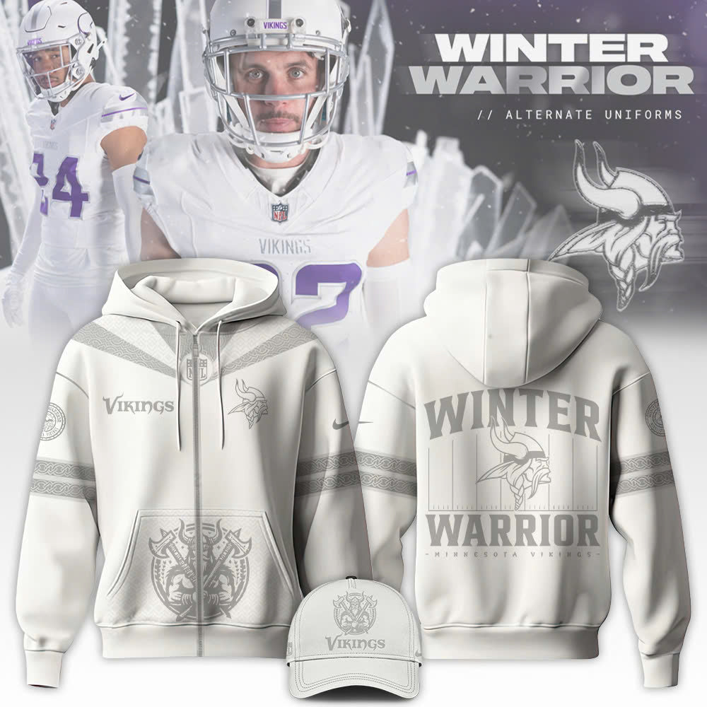 Premium Minnesota Vikings Merch - Minnesota Vikings Football Winter Warrior Limited Edition Zip Hoodie 2025 - Gear Up For Game Day