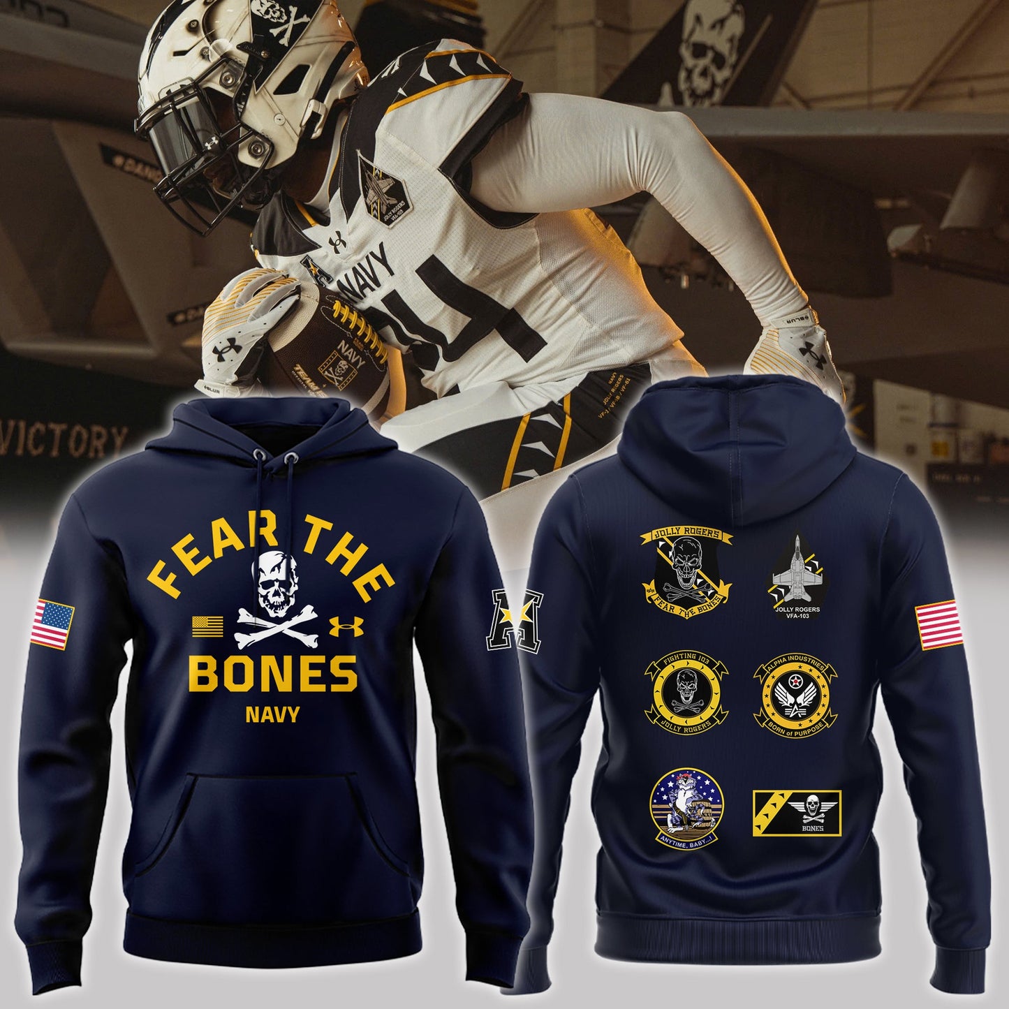 Special New Jolly Rogers Navy Midshipmen Hoodie