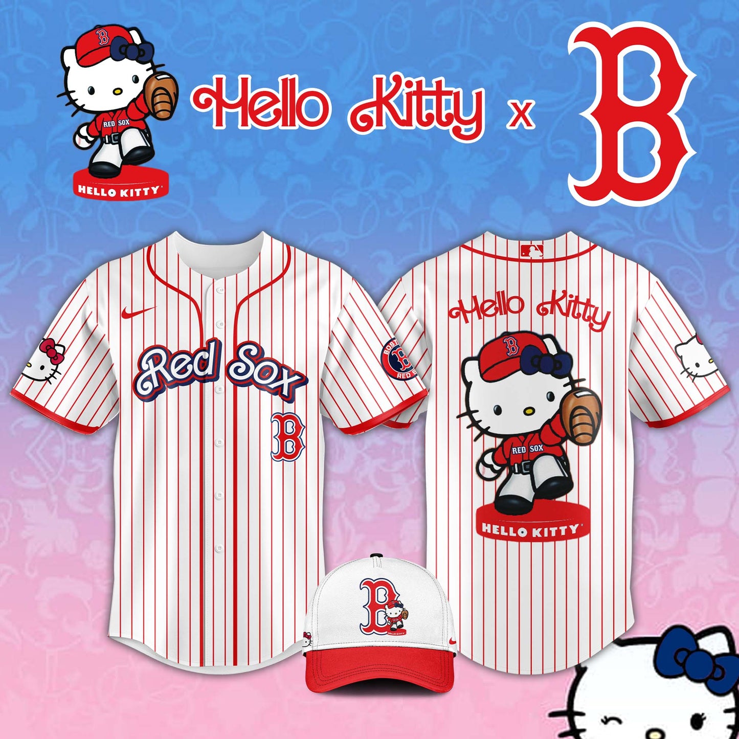 ,      Boston Red Sox MLB x Hello Kitty Night Jersey Editions Limited