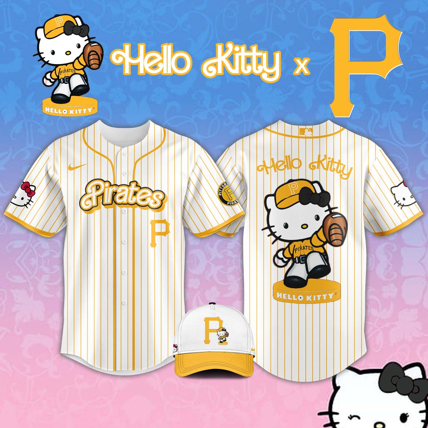 ,     Pittsburgh Pirates MLB x Hello Kitty Night Jersey Editions Limited