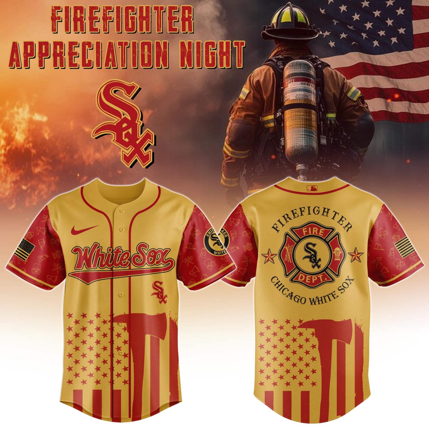 .          Chicago White Sox  MLB x Firefighter Appreciation Night Special Edition Jersey 2025