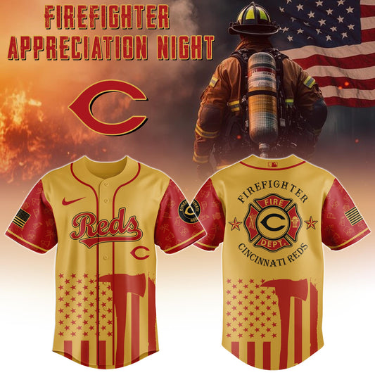 .          Cincinnati Reds  MLB x Firefighter Appreciation Night Special Edition Jersey 2025