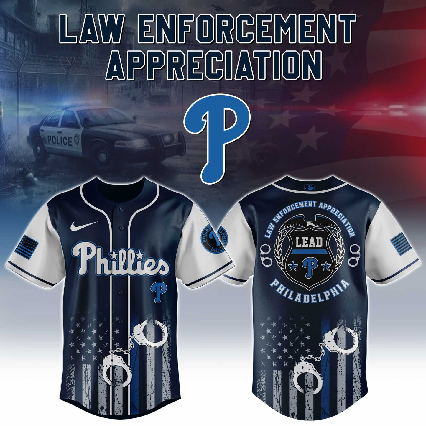 .   Philadelphia Phillies MLB x Law Enforcement Appreciation Day Jersey Limited