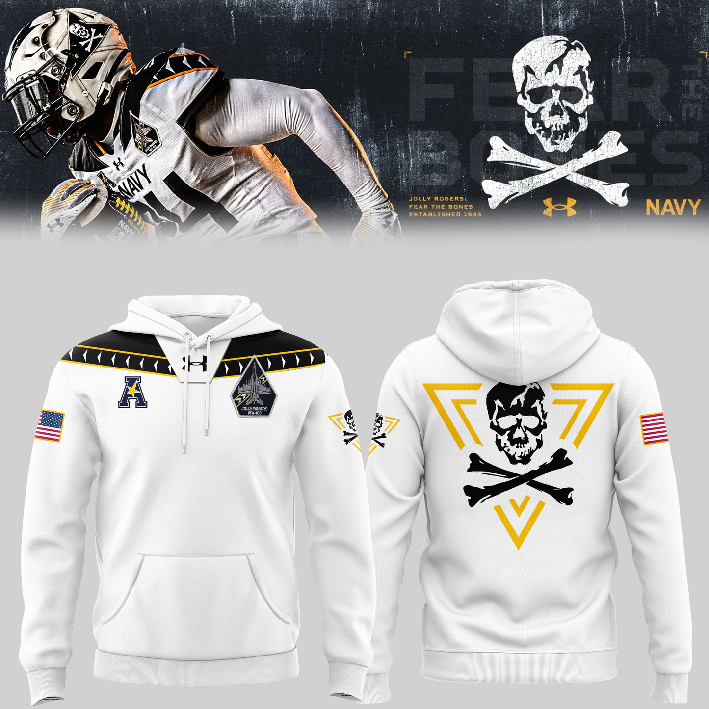 Special New Jolly Rogers Navy Midshipmen Hoodie