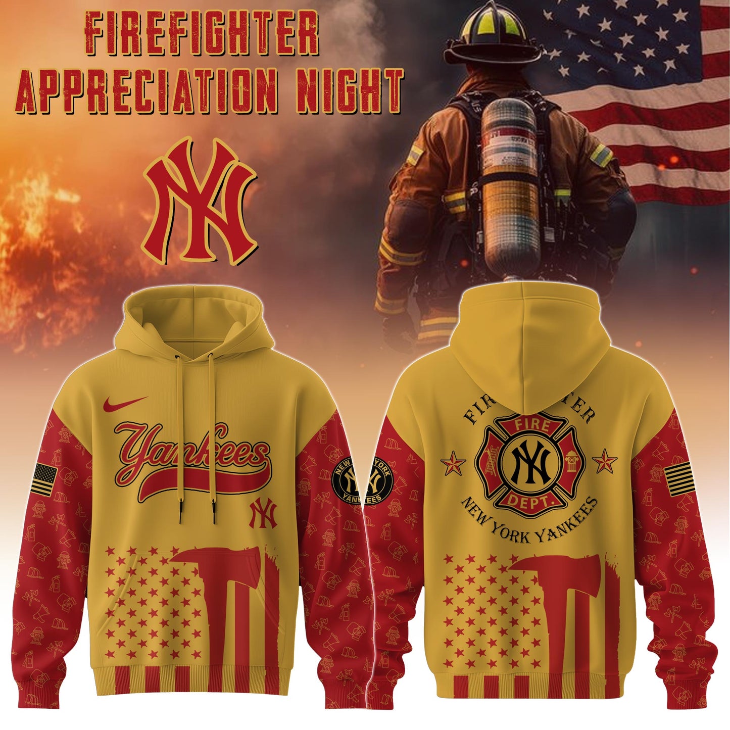.          New York Yankees MLB x Firefighter Appreciation Night Special Edition Hoodie 2025