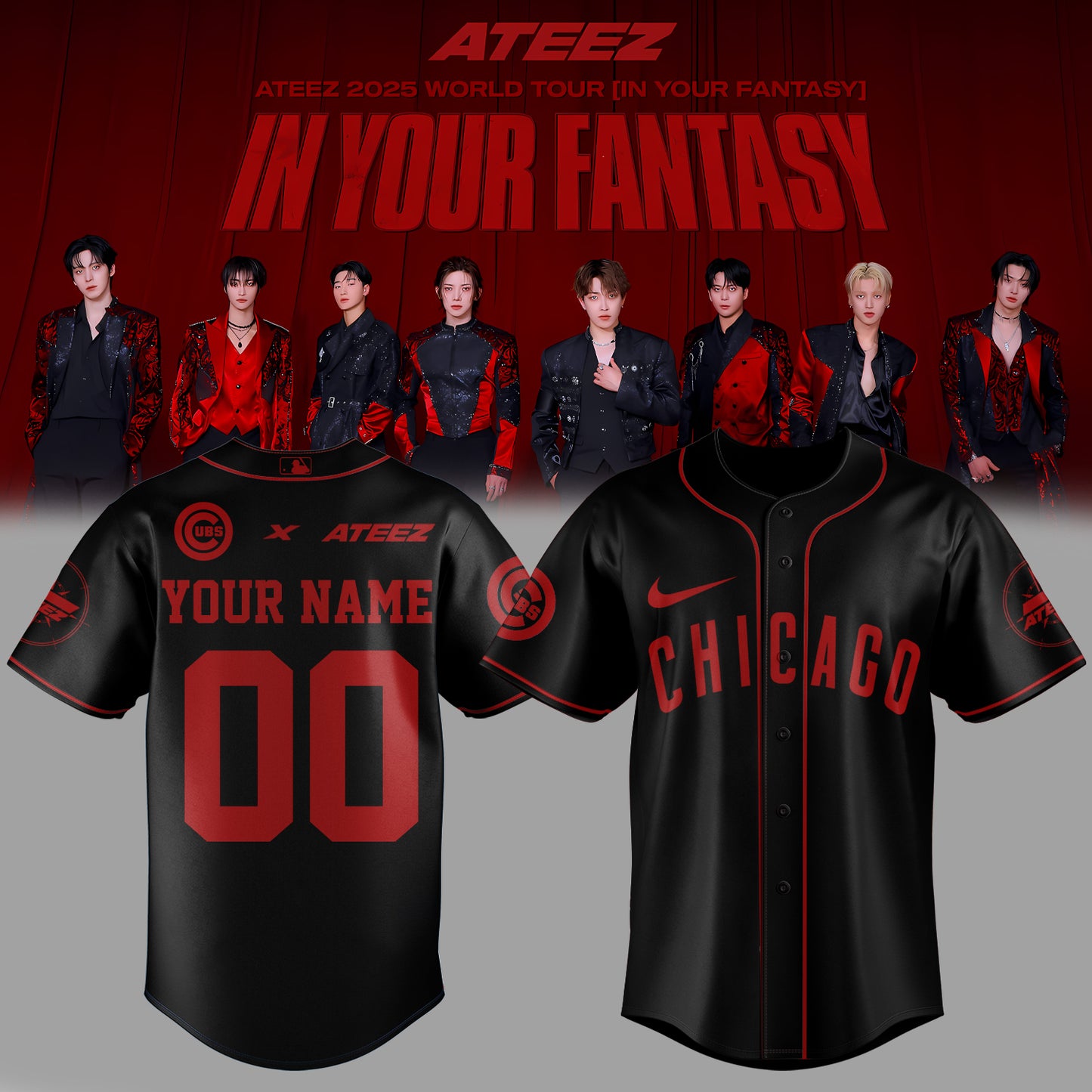Chicago Cubs x ATEEZ 2025 World Tour Jersey (Custom Name&amp;Number)