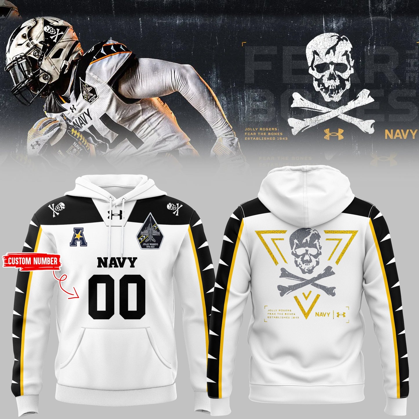 Navy Midshipmen football 2024 Limited Edition Hoodie Custom Number