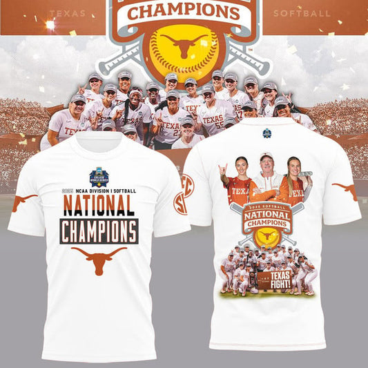 Texas Longhorns 2025 Women's Softball National Champions Hook 'Em 3D Apparel