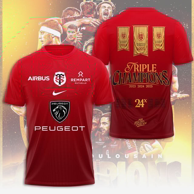 Stade Toulousain Champions 2025 Back to back to back 3D Apparel - QUA064