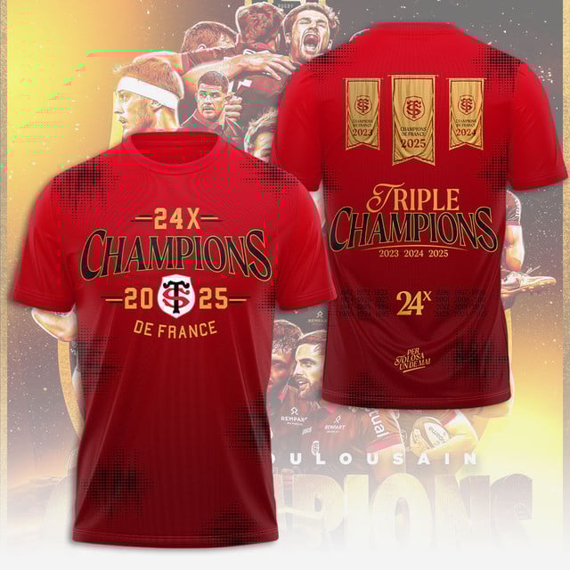 Stade Toulousain Champions 2025 Back to back to back 3D Apparel - QUA062