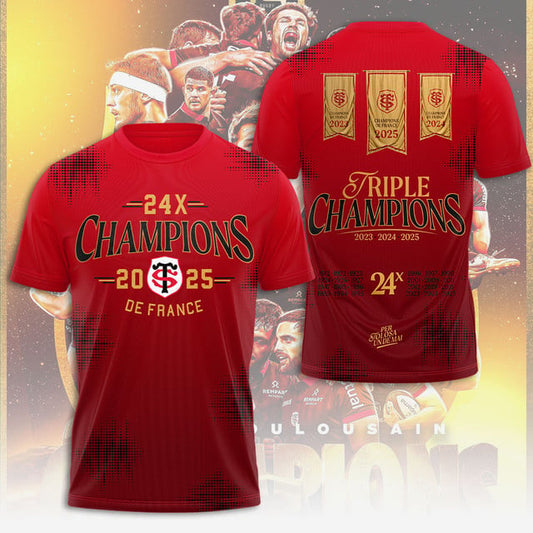 Stade Toulousain Champions 2025 Back to back to back 3D Apparel - QUA062