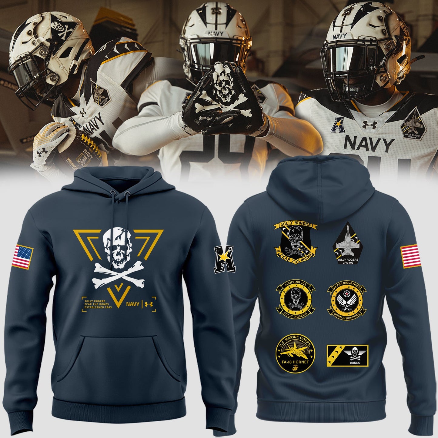 Special New Jolly Rogers Navy Midshipmen Hoodie