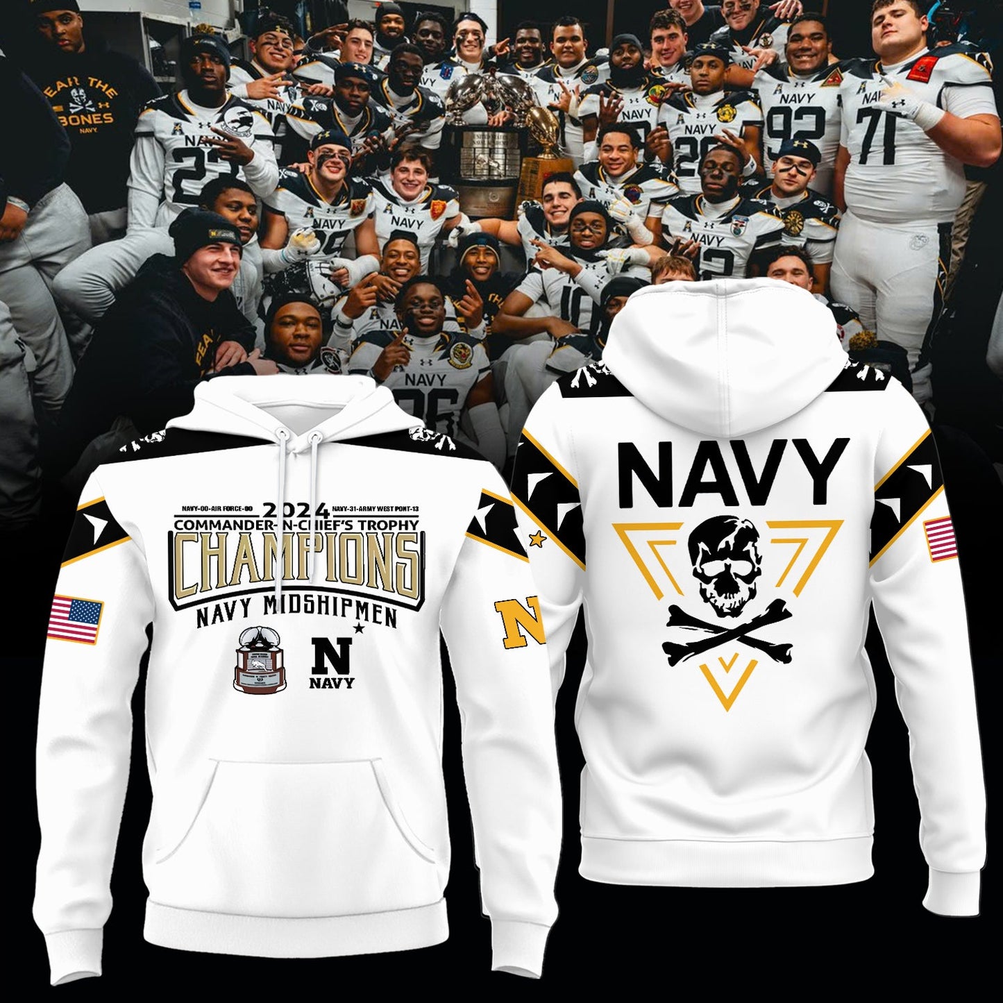 Special 2024 Commander-In-Chief’s Trophy Champions Navy Football Hoodie