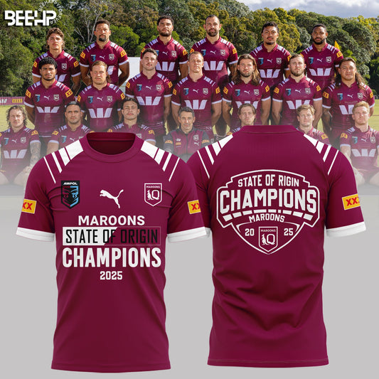 Queensland Maroons State Of Origin 2025 Champions T-Shirt