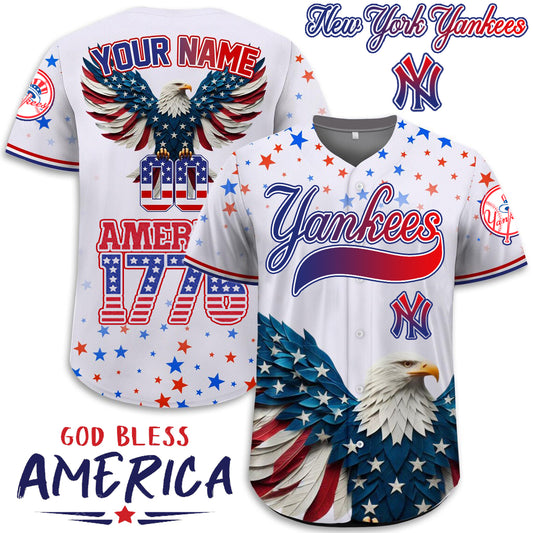 New York Yankees x Happy Independence Day Jersey Limited 2025-3D Baseball Jersey