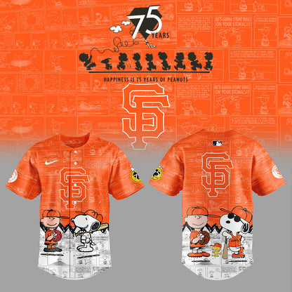 San Francisco Giants 75th Anniversary of Peanuts Baseball Jersey