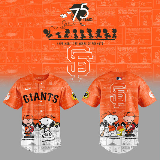 San Francisco Giants 75th Anniversary of Peanuts Baseball Jersey