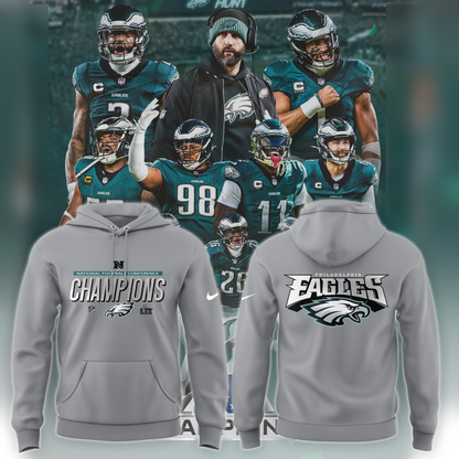 Philadelphia Eagles 2024 NFC Champions Locker Room Trophy Collection Hoodie