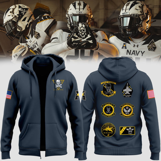 Special New Jolly Rogers Navy Midshipmen Zip Hoodie