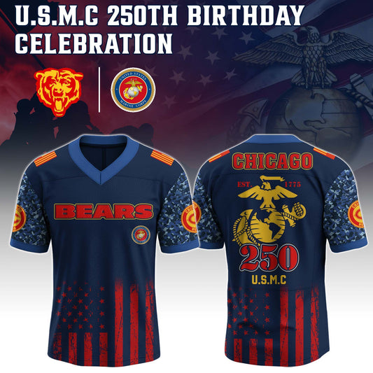 Chicago Bears x U.S.M.C – 250th Anniversary Tribute Jersey-V-neck Short Sleeve Jersey