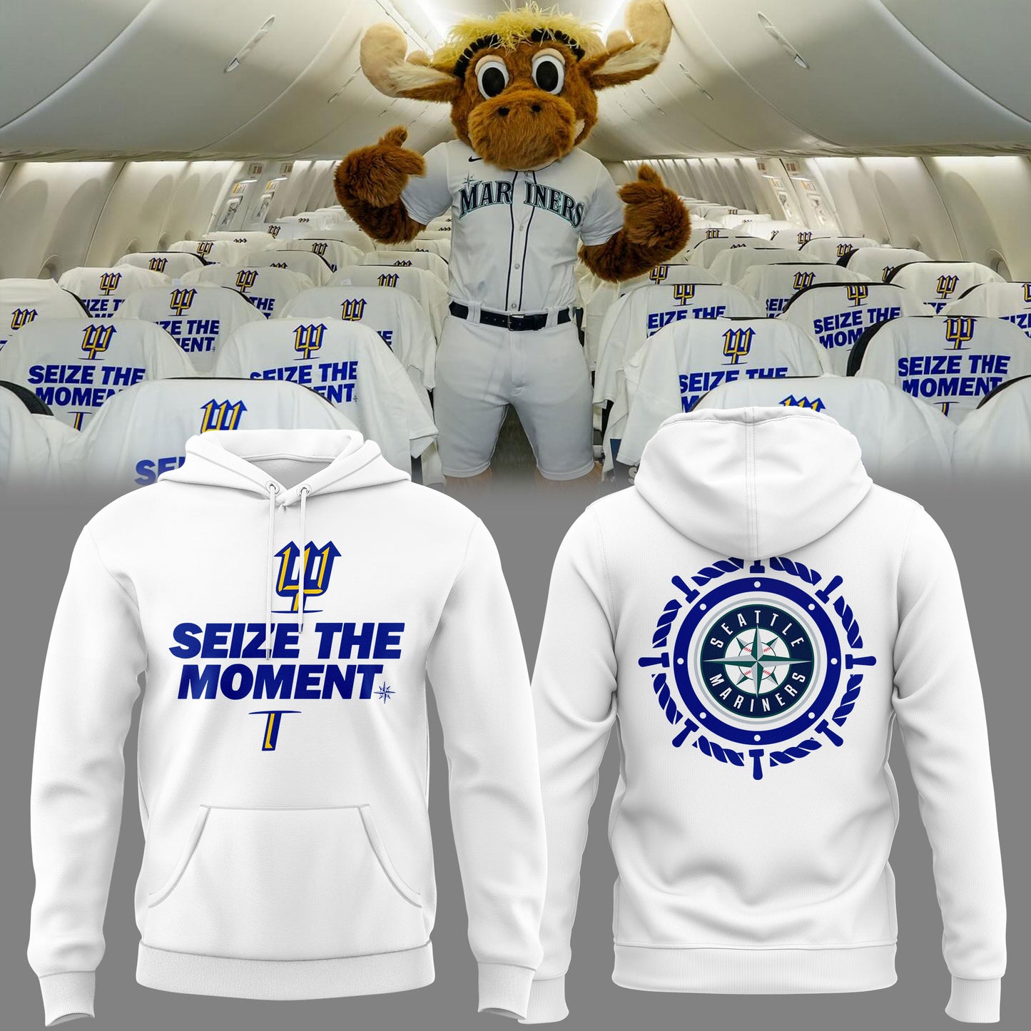 Seattle Mariners SEIZE THE MOMENT White Hoodie