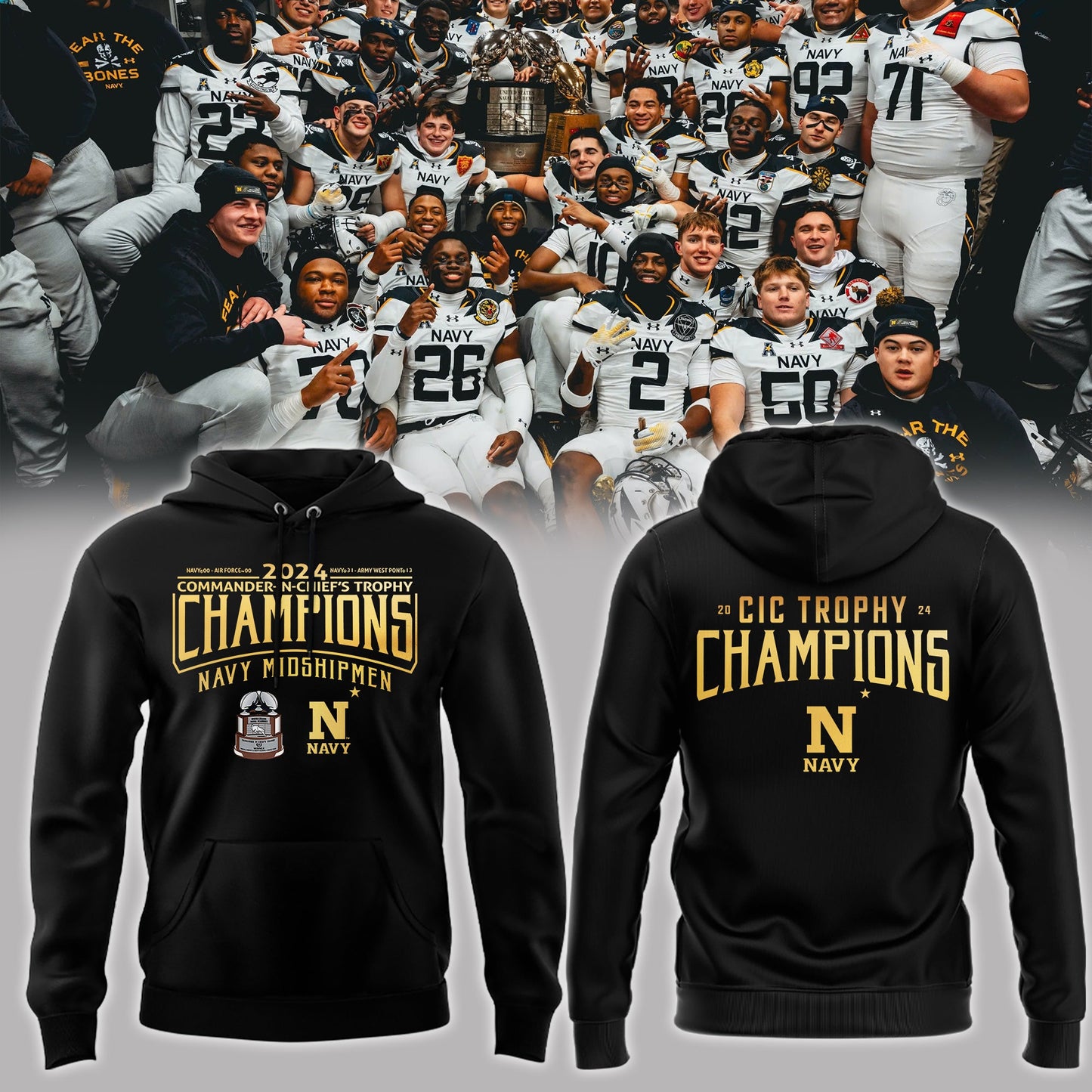 Special2024 Commander-In-Chief’s Trophy Champions Navy Football Hoodie